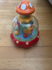 Vintage M&S Push N Go Round Bee Butterfly Chick Spinning Top