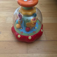 Vintage M&S Push N Go Round Bee Butterfly Chick Spinning Top