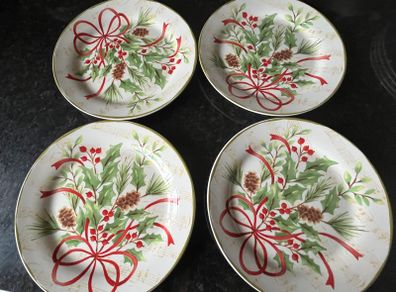 4 Large Christmas Salad / Side Plates