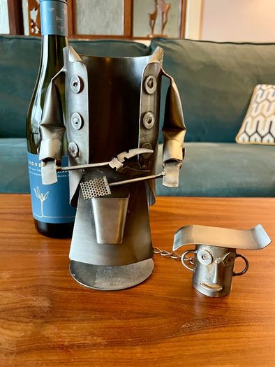 Barbeque Chef Quirky Metal Wine Bottle Holder