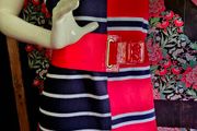 Tommy Hilfiger colorful red Black yellow 4 seasons cotton dress L