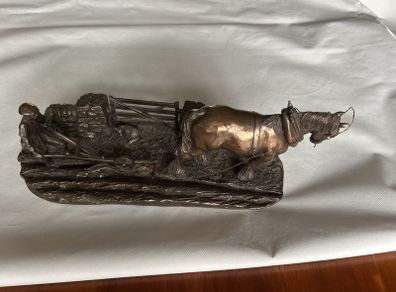 Genesis Bronze Plough & Horse Statue