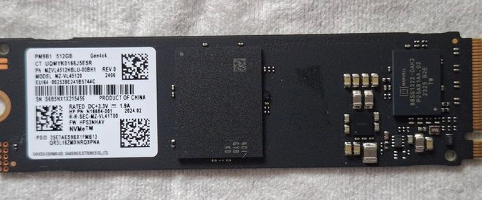 Samsung Pm9b1 512gb M.2 2280 Pcie Gen4 Ssd 3d Nand Storage