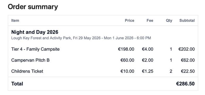 Night and Day Festival Weekend Ticket + Campervan Ticket