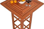 Bar Table Acacia wood  Wood Square Solid Rustic Indoor Outdoor Bistro Table Beer Table Garden Table Folding Table Party Table Bar Table