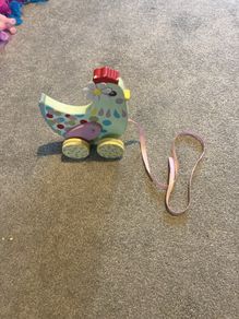 Cute wooden pull-along chicken