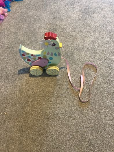 Cute wooden pull-along chicken