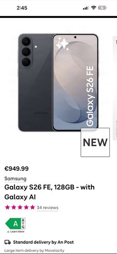 samsung S26 FE 128gb