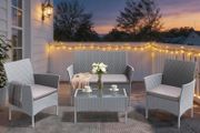 4 Person Rattan Wicker Sofa Set