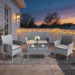 4 Person Rattan Wicker Sofa Set