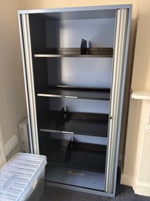 4 x Grey Steel Tambour Door Office Cabinets Excellent Condition