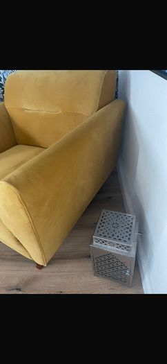 Mustard velvet armchair Michael Murphy