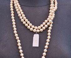Kenneth Jay Lane 36" Pearl Necklace(With Pouch and COA)