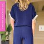 Navy Co-ord set with gold trim Image 6