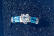 Sky blue Topaz and Zircon Sterling silver ring