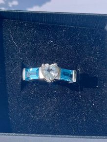Sky blue Topaz and Zircon Sterling silver ring