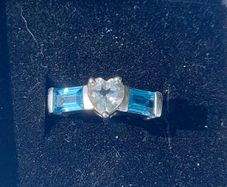 Sky blue Topaz and Zircon Sterling silver ring