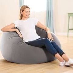 NEW SALE | Beanless Bag Chair Inflating Furniture - Bean Bag - 1.14 m x 1.14 m x 71 cm, Grey