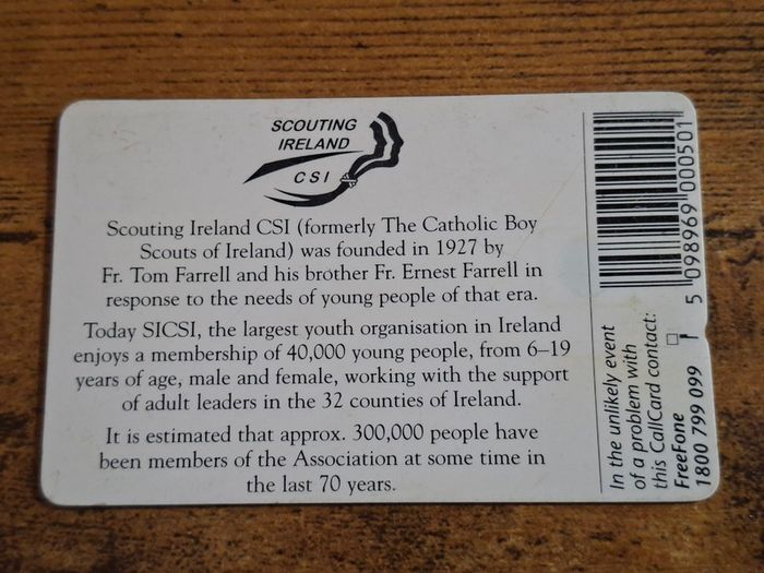 Ireland CallCard "Boy Scouts", used, 7/1997, 50 Units - free standard postage