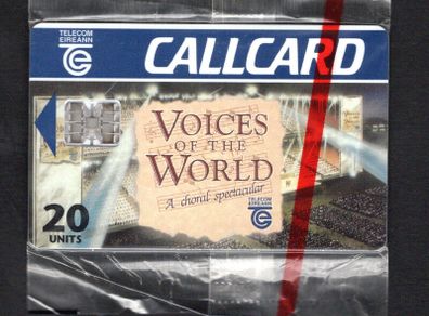 1995 Ireland 20 unit Voices of the World - choral spectacular (Schlumberger SC7) Call Card Mint in packaging