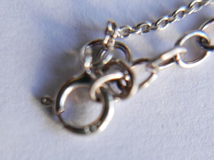 Sterling Silver 925 Cubic Zirconia Polished Triple Circle Pendant and Chain in the original box L 17" - 4,65g