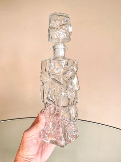 Vintage French Glass Decanter / Carafe, Mid Century, Whitefriars Style