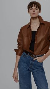 Mango Brown Leather Shirt size M
