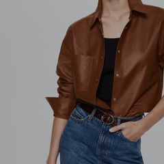 Mango Brown Leather Shirt size M