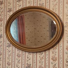 Vintage Large Oval-shaped Gilt Mirror