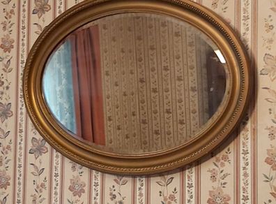 Vintage Large Oval-shaped Gilt Mirror