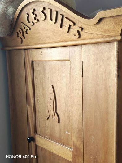 Rare Solid Wood Space Kid Bedroom Set Bed & Wardrobe