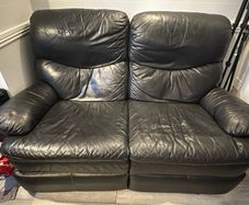 2-seat leather reclining sofa