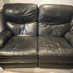 2-seat leather reclining sofa