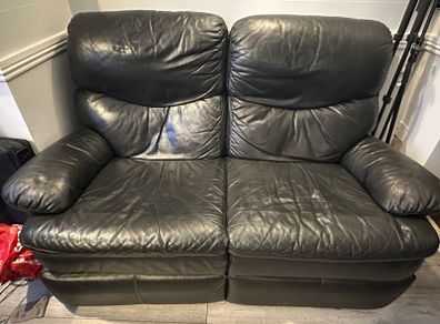2-seat leather reclining sofa