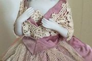antique half pin doll with skirt