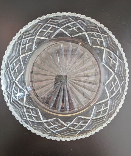 Large Bohemian Style Hand Cut Crystal Bowl Diamond Fan 22cm