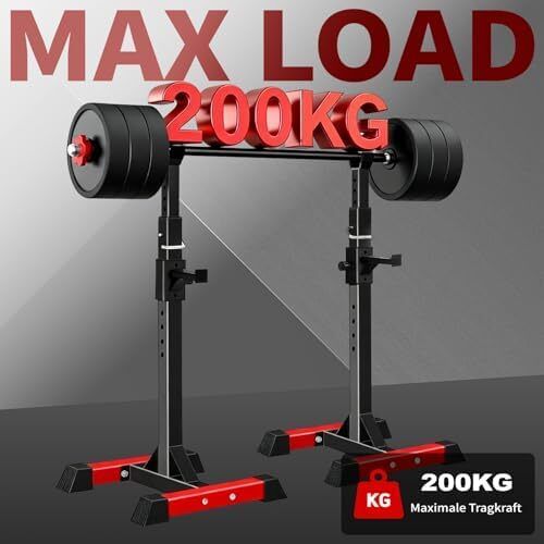 Dumbbell Stand Squat Rack with 6 Height-Adjustable Barbell Rack, 2 Individual Stands, Made of Powder-Coated Steel, Max. Maximum load: 200 kg