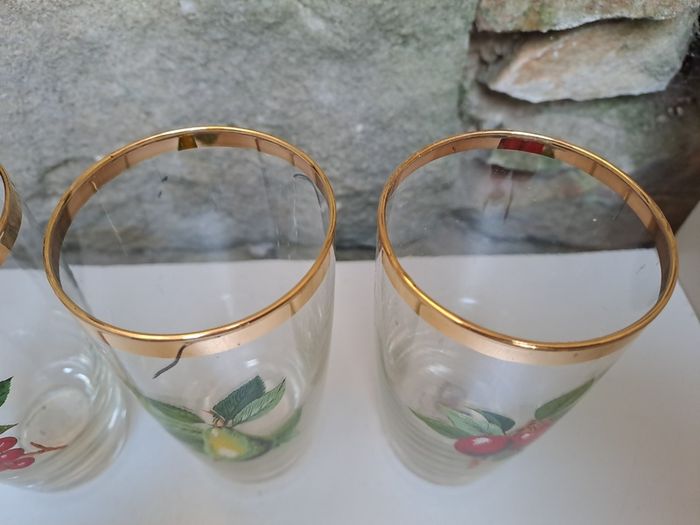 Vintage gold rimmed fruit tumblers