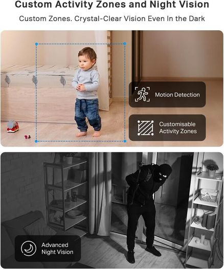 C210 2K 3MP Pan/Tilt Indoor Camera House Security Camera, WiFi Camera, No Monthly Fee, AI Detection, Dog Puppy Camera, Baby Camera Monitor, 360 View, Night Vision, Works with Alexa & Google
