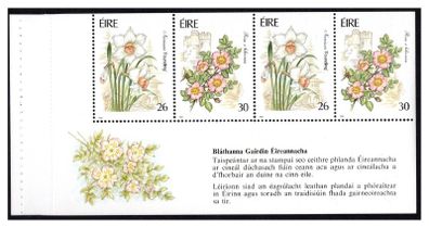1990 Ireland Irish Garden Flowers Commemorative Stamps Booklet Pane Mint Never Hinged (MNH). Hibernian HP40.