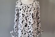 Shein white top w/black pattern, Size M / UK10
