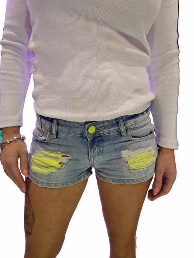 Women's blue neon yellow Shorts XS-34