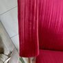 Antique French armchair crimson red striped velvet upholstery Image 8