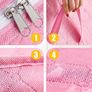 90L Large Capacity Clothes Storage Bags with Zips, Storage Boxes with Lids, Reinforced Handle, Foldable, Thick Fabric, for Comforters, Clothes, Blankets, Bedding, 6 Pack, Pink Image 3