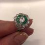Art Deco Style Emerald Stone Silver Ring Image 4