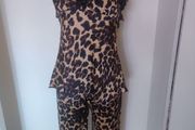 Leopard print satin nightwear  set UK14 EU42 Perfect condition Postage included
