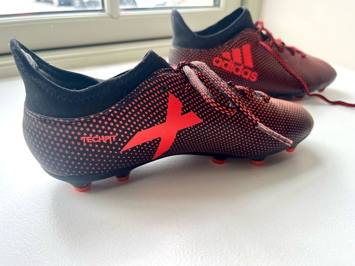 adidas football boots X techfit black and red youth