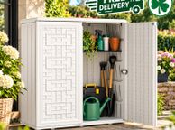 main image for ad Outdoor Resin Storage Cabinet White Waterproof Garden Storage Shed with Lockable Doors
