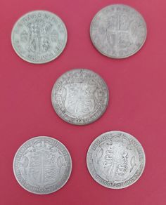 England 5 X 1920 on  50% Silver Half Crown Coins