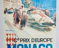 Original Mid Century 1963 Grand Prix d'Europe Monaco poster